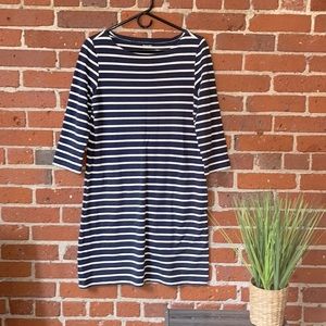 Garnet Hill Dress MuMu 3/4 Sleeves Pockets Boat Neck Blue & White Striped Size 4
